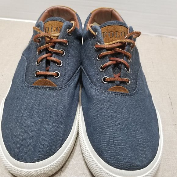 Polo Ralph Lauren Vaughn Shoes Men Size 10.5 D Blue Canvas Lace Up Sneakers - Picture 14 of 15